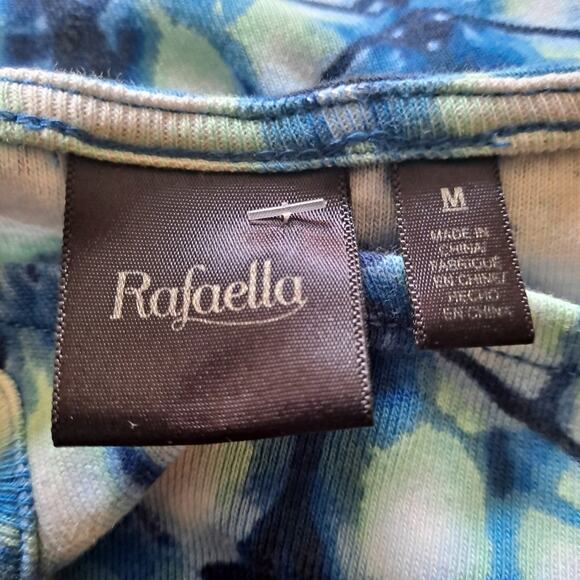 Rafaella Blue, White & Green Tie Dye Print Cotton Dress Crewneck Women's Size M - Picture 8 of 9